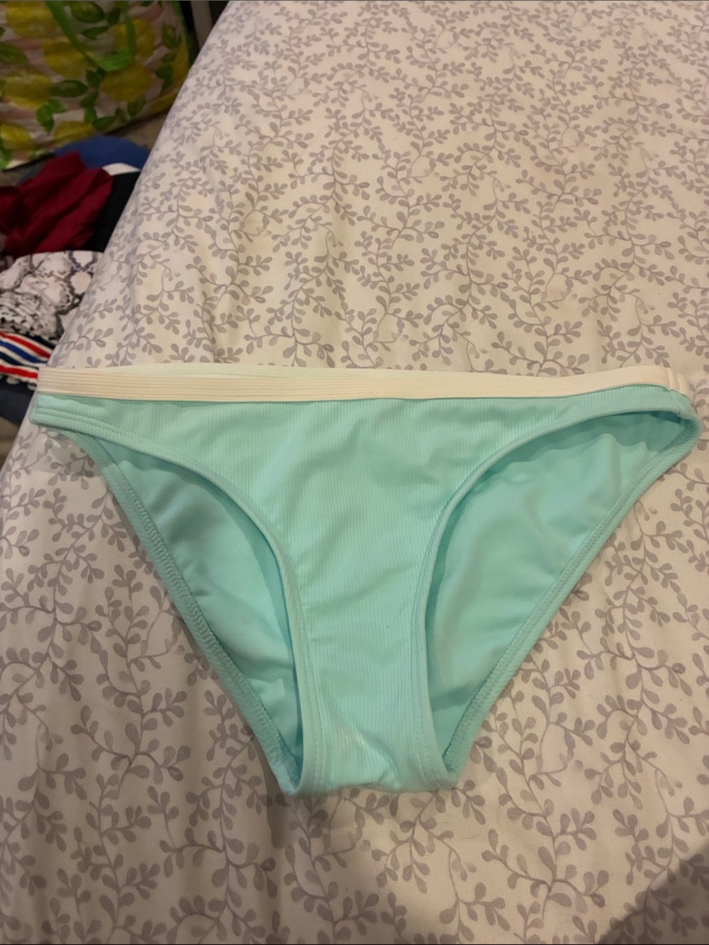 Women's Mint Green Bikini Bottom with Contrast Waistband